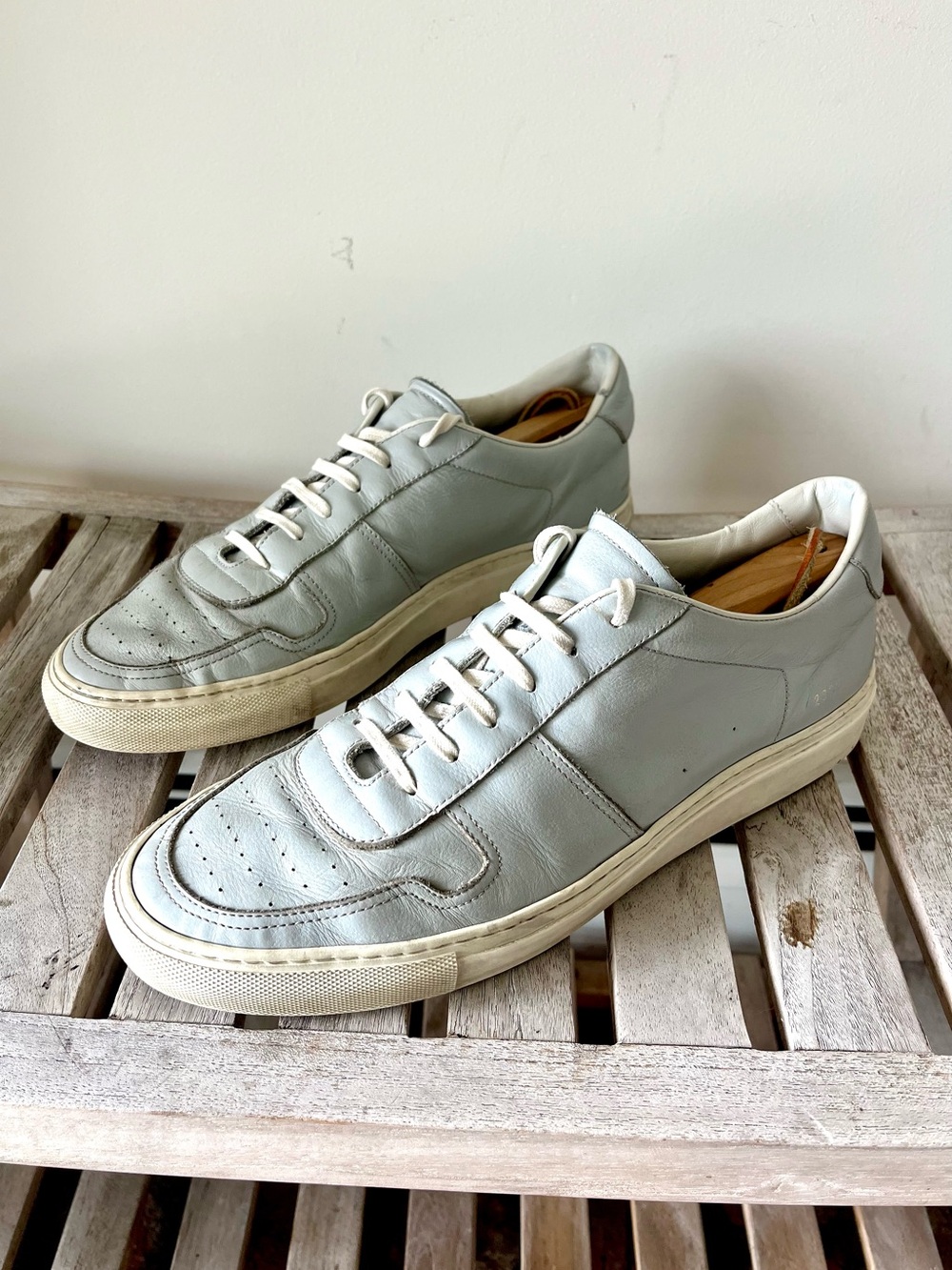 Common Projects Light Blue Leather Sneakers Sz 43 Italy Minimal Low Top